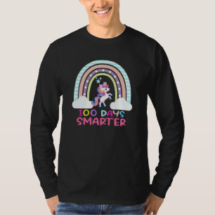 100th Day of School Teacher 100 Days Smarter Rainb T-Shirt