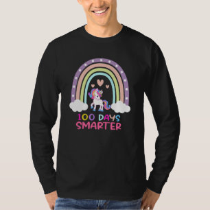 100th Day of School Teacher 100 Days Smarter Rainb T-Shirt