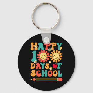 100th Day Of School Teacher Groovy - 100 Days Smar Key Ring