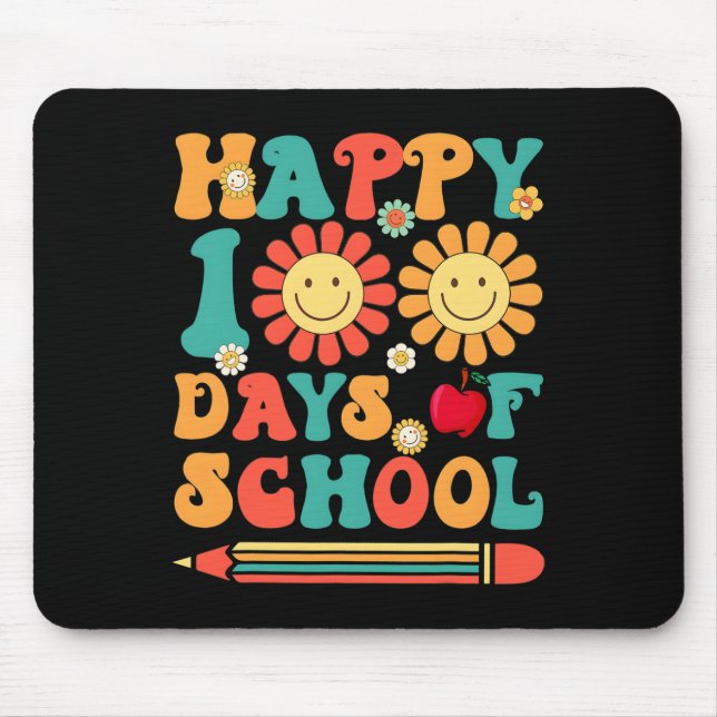 100th Day Of School Teacher Groovy - 100 Days Smar Mouse Pad (Front)