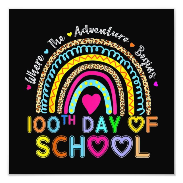 100th Day Of School Teacher Hearts Photo Print (Front)