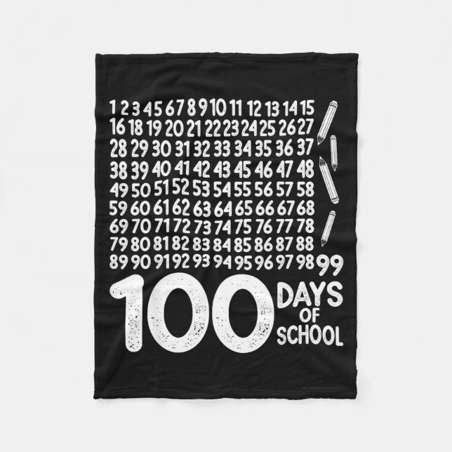 100th Day Of School Teacher Kids 100 Days Math Num Fleece Blanket (Front)
