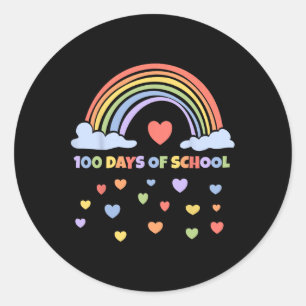 100th Day Of School Teacher Kids 100 Days Rainbow  Classic Round Sticker