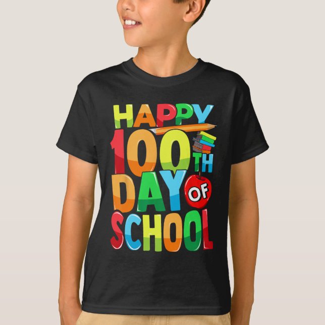 100th Day Of School Teacher Kids Child Happy 100 D T-Shirt (Front)