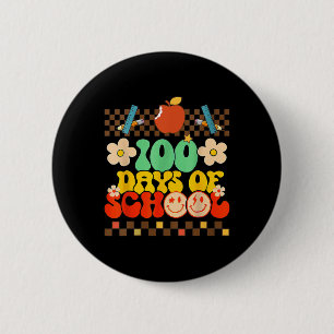 100th Day Of School Teacher Kids Retro Groovy 100  6 Cm Round Badge
