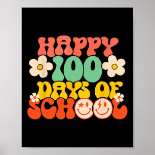 100th Day Of School Teacher Kids Retro Groovy 100 Poster