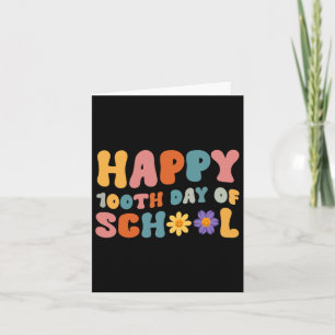 100th Day Of School Teacher Retro Groovy Happy 100 Card