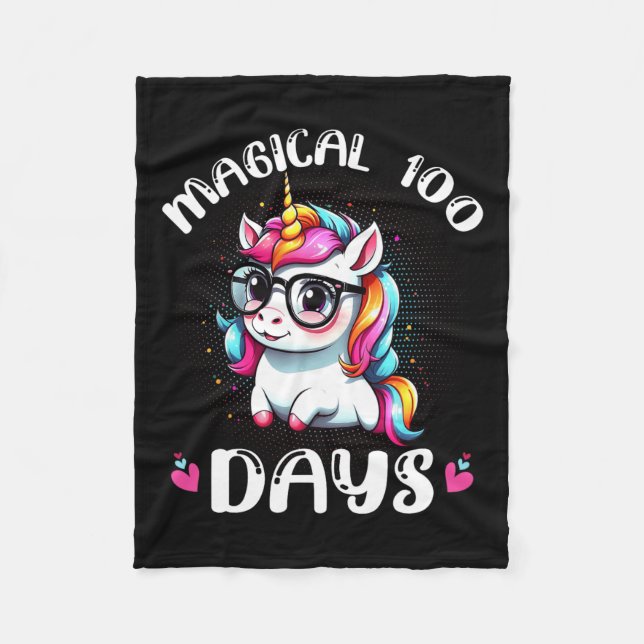 100th Day Of School Teacher Student Magical 100 Da Fleece Blanket (Front)