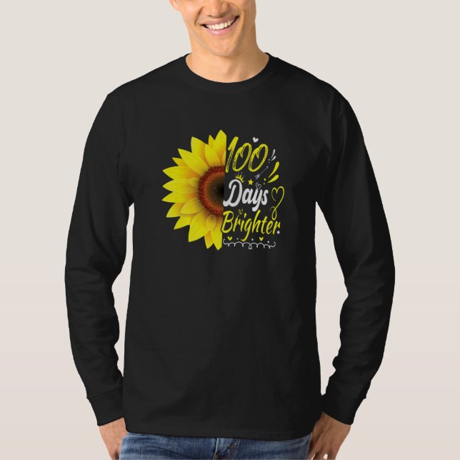 100th Day of School Teacher Sunflower Lovers for W T-Shirt (Front)