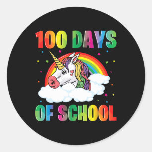 100th Day Of School Teacher Unicorn Kids 100 Days  Classic Round Sticker