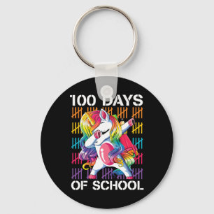 100th Day Of School Teachers 100 Days Unicorn  Key Ring