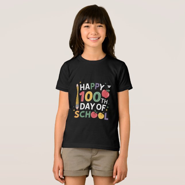 100th Day of School Teachers Happy 100 Days Tri-Blend Shirt (Front Full)