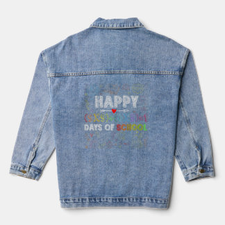 100th Day of School Teachers Kids Child Happy 100 Denim Jacket