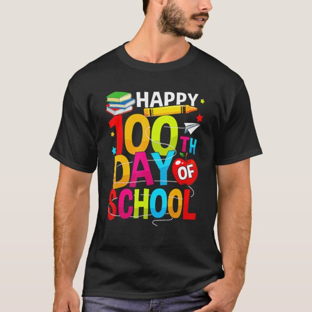 100th Day Of School Teachers Kids Child Happy 100  T-Shirt (Front)