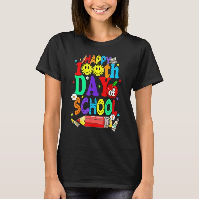 100th Day Of School Teachers Kids Child Happy 100  T-Shirt (Front)