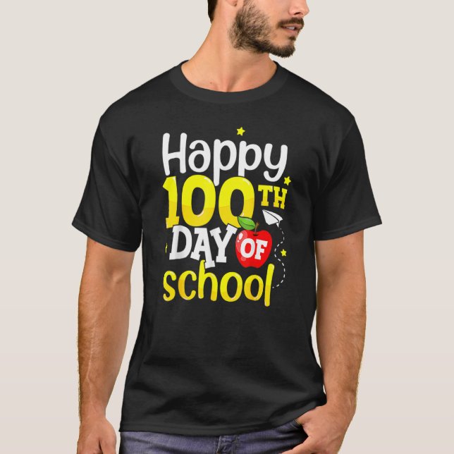 100th Day Of School Teachers Kids Girls Boys Happy T-Shirt (Front)