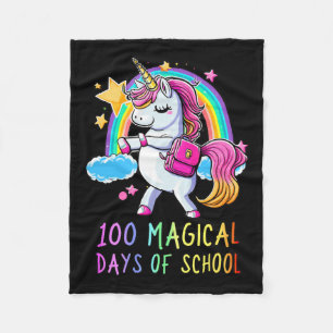 100th Day Of School Unicorn 100 Magical Days Rainb Fleece Blanket