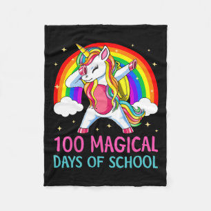 100th Day Of School Unicorn 100 Magical Days Rainb Fleece Blanket