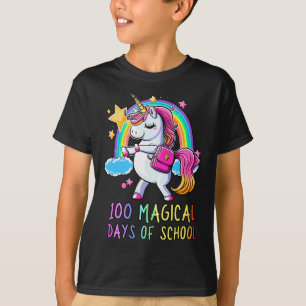 100th Day Of School Unicorn 100 Magical Days Rainb T-Shirt