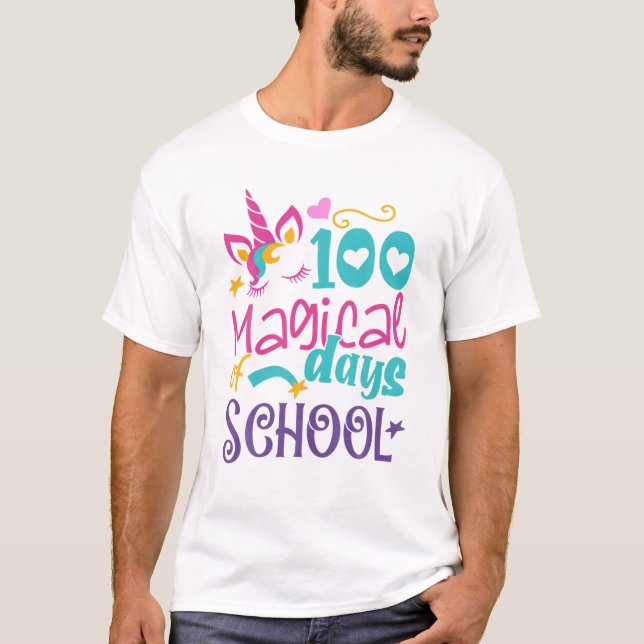100Th Day Of School Unicorn 100 Magical Days Teach T-Shirt (Front)