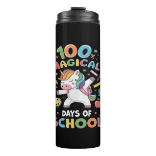 100th Day of School Unicorn 100 Magical Days Teach Thermal Tumbler