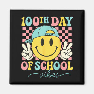 100th Day Of School Vibes 100 Days Teacher Boy Gir Magnet