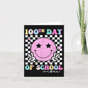 100th Day Of School Vibes Cute Groovy 100 Days Of Card
