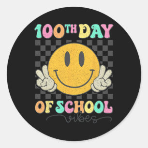 100th Day Of School Vibes Cute Smile Face 100 Days Classic Round Sticker