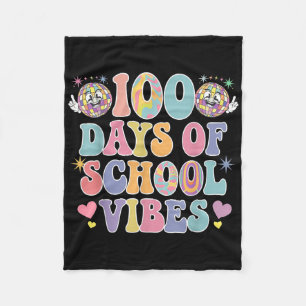 100th Day Of School Vibes Cute Smile Face 100 Days Fleece Blanket