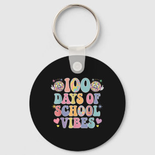 100th Day Of School Vibes Cute Smile Face 100 Days Key Ring