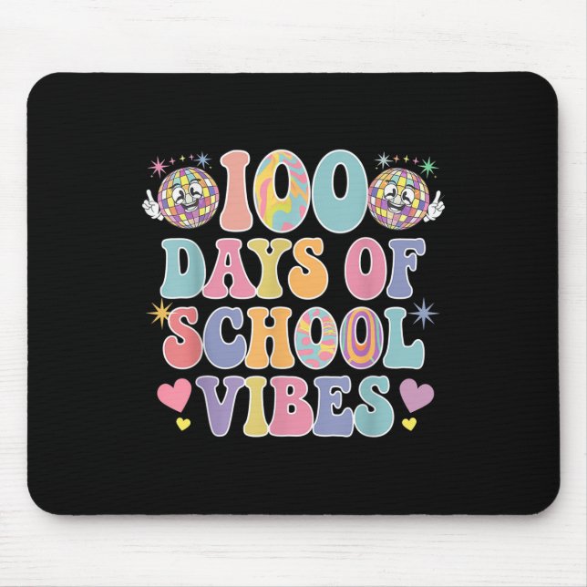100th Day Of School Vibes Cute Smile Face 100 Days Mouse Pad (Front)