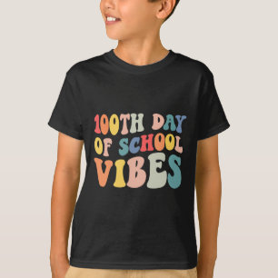 100th Day of School Vibes Retro Teacher Kids Happy T-Shirt