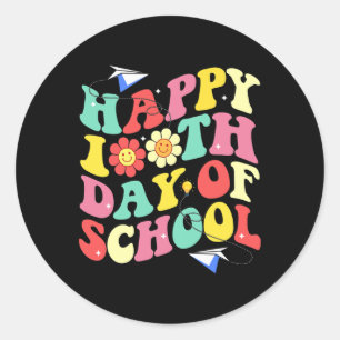 100th Day Of School Vintage Groovy Student Kid Tea Classic Round Sticker