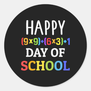 100th Day Of School With Math Formula For 100 Days Classic Round Sticker
