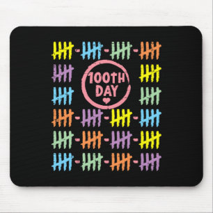 100th Day Rainbow Lines Tally Marks 100 Days Of Sc Mouse Pad