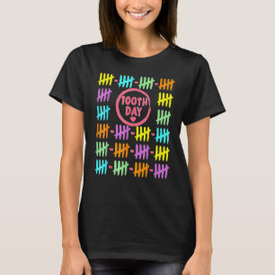 100th Day Rainbow Lines Tally Marks 100 Days Of Sc T-Shirt