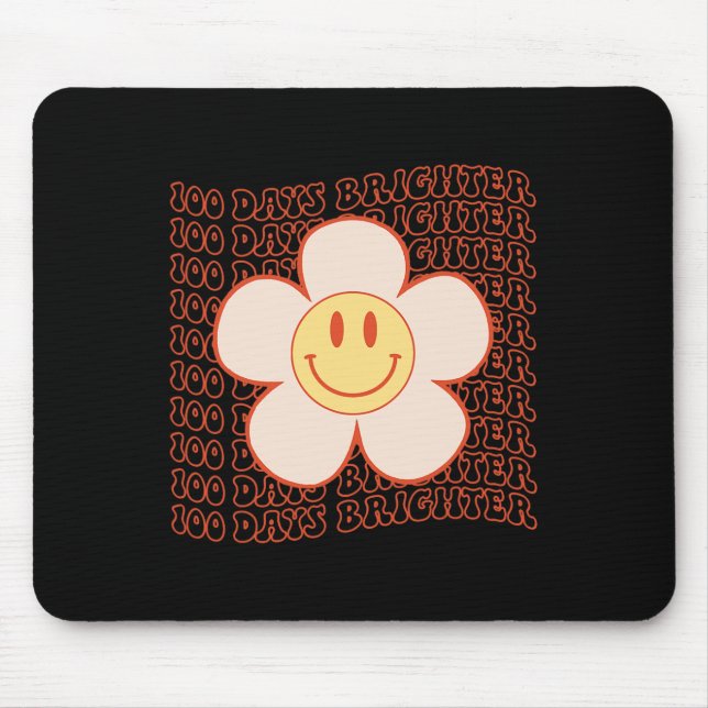100th Day School Retro Groovy Happy Face 100 Days  Mouse Pad (Front)