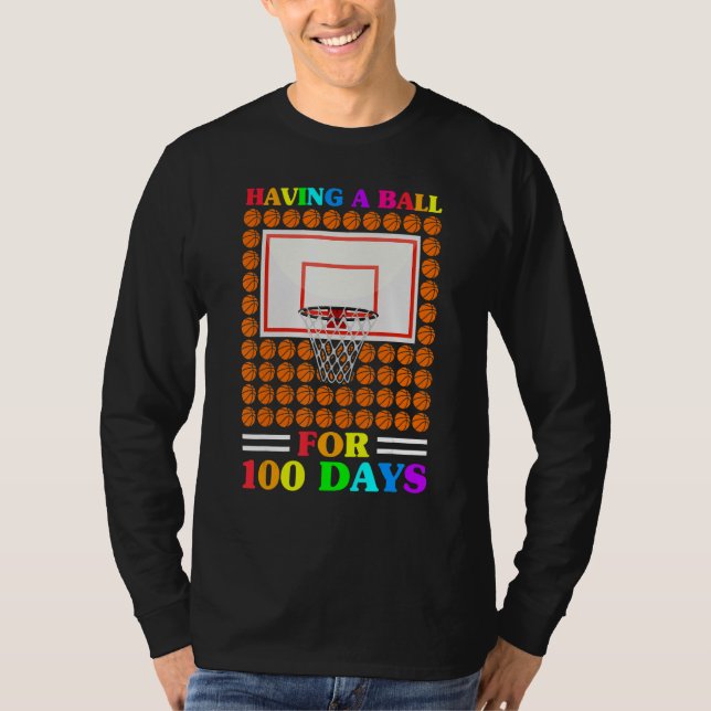 100th Day Student Boys Girls Basketball 100 Days O T-Shirt (Front)
