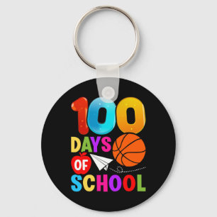 100th Day Student Boys Girls Bysketbyll 100 Days O Key Ring