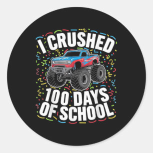 100th Days Of School Boys Teacher Student Monster  Classic Round Sticker