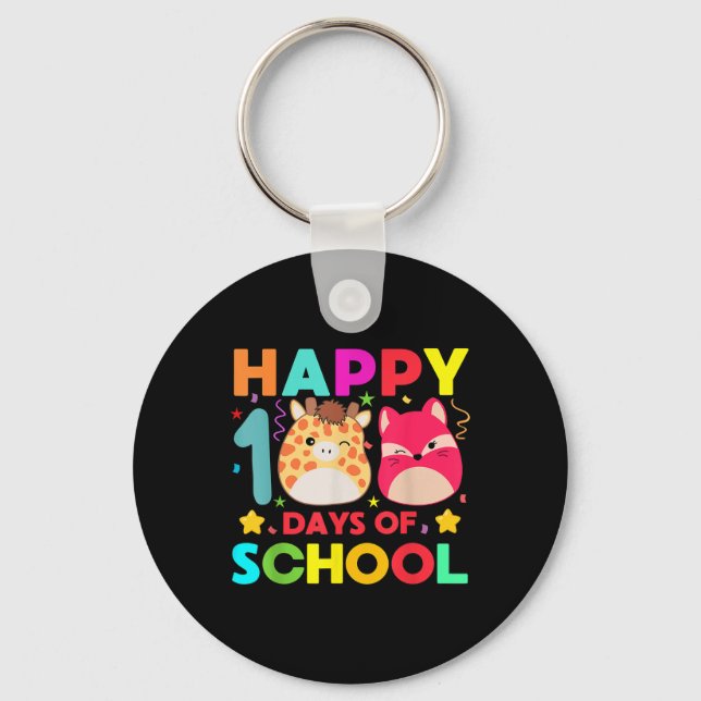 100th Days Of School Cute Squish Kindergarten Stud Key Ring (Front)