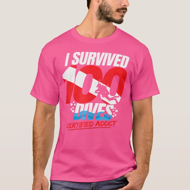 100Th Dive Diver Down Flag Funny Scuba Diving T-Shirt (Front)