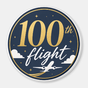 100th flight gold aeroplane travel souvenir magnet