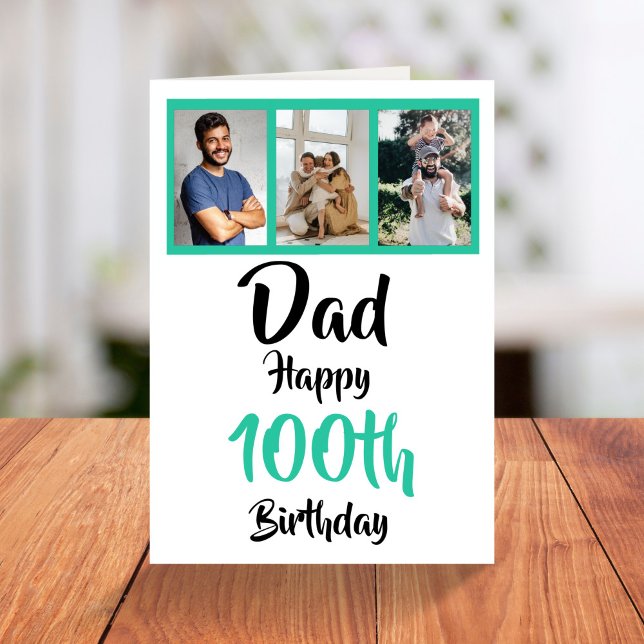 100th happy birthday Dad photo collage Card (Creator Uploaded)