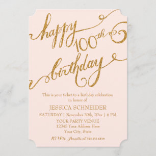 100th, Hundredth Birthday Party Celebration Invitation