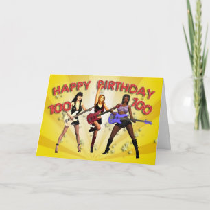 100th Rockin' birthday with a girl band Card