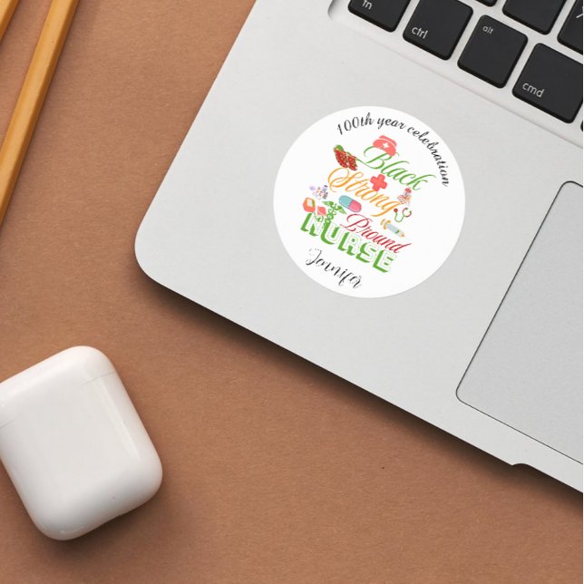 100th year celebration black history nurse  classic round sticker (Creator Uploaded)