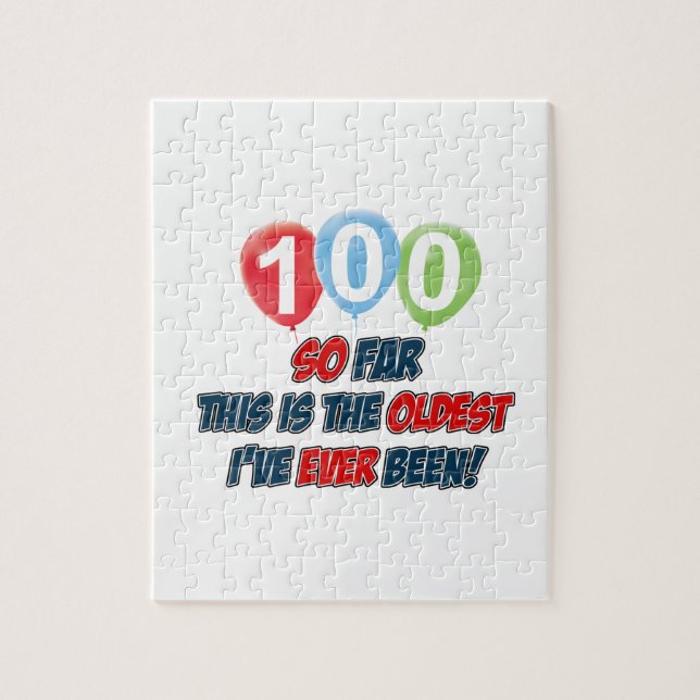 100th year old birthday design jigsaw puzzle (Vertical)
