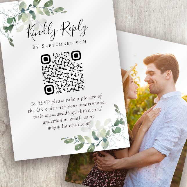 100x Wedding Website QR Code Photo Eucalyptus RSVP (Creator Uploaded)