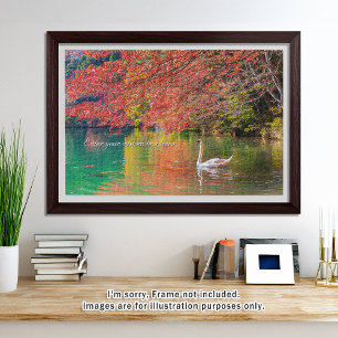 [1014] Autumn Pond – Swan Gliding Through Colors Jigsaw Puzzle